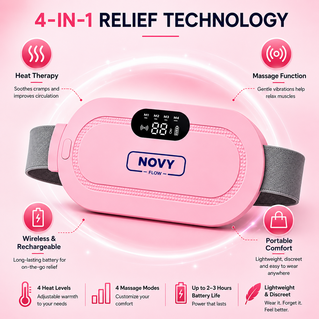 NOVY FLOW Portable Menstrual Heating Pad Comfort Anywhere, Anytime 💖