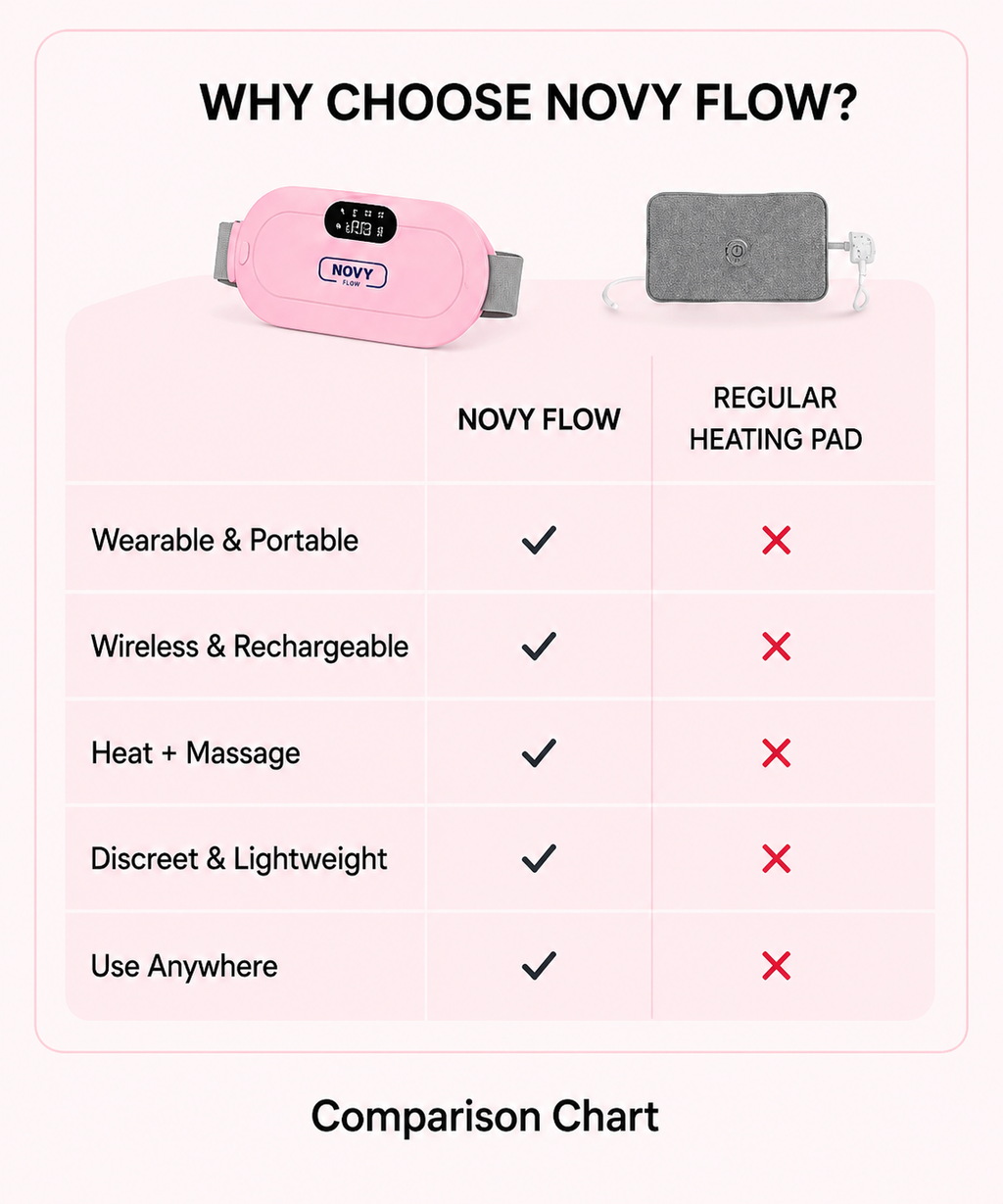 NOVY FLOW Portable Menstrual Heating Pad Comfort Anywhere, Anytime 💖