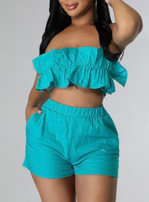 2 Piece strapless short set